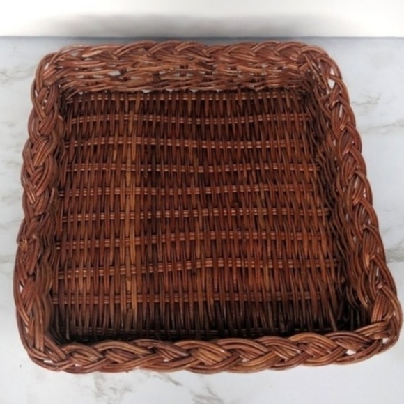 Other - Square Wicker Basket Boho Accent Wall Decor Home